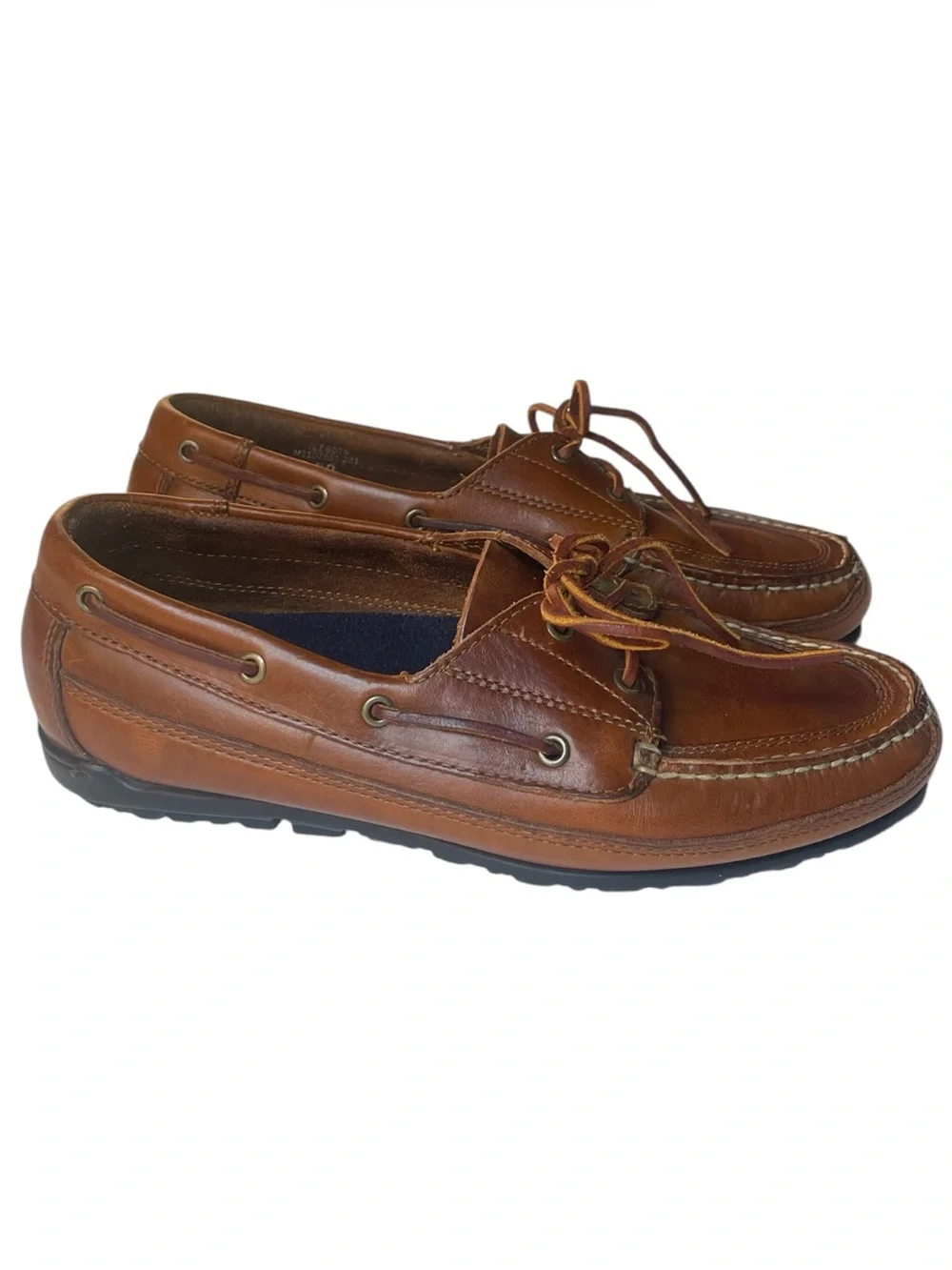 VTG 1990s Polo Sport by Ralph Lauren Brown Leather Deck Shoes Moccasin 9 D